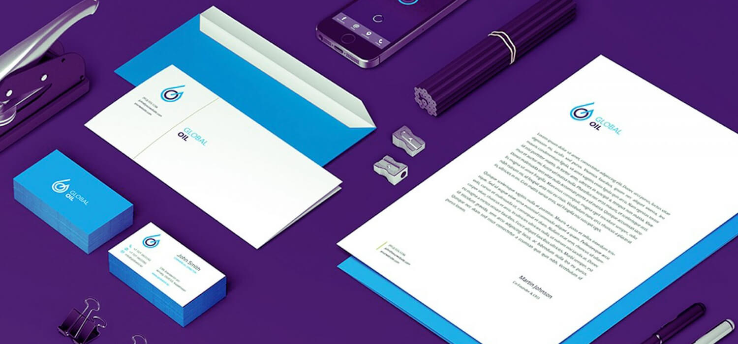 Global Oil brand identity mock-up
